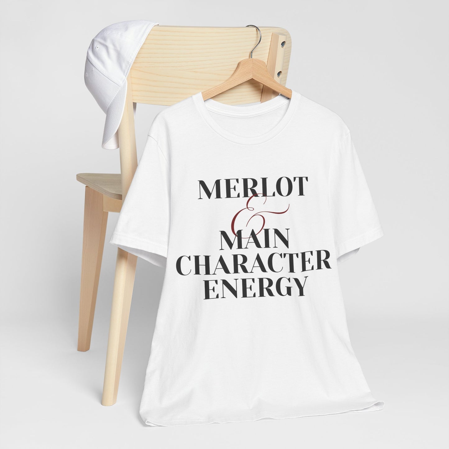 Merlot & Main Character Energy Unisex Jersey Tee - Perfect for Wine Lovers