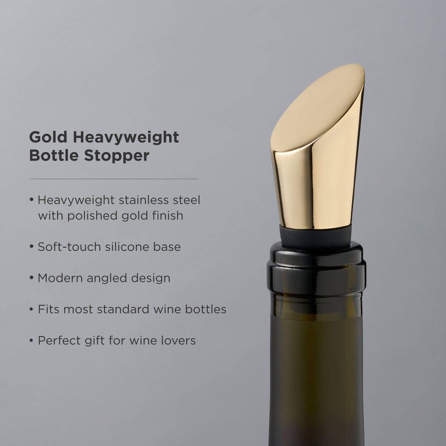 Luxe Gold-Plated Heavyweight Bottle Stopper by Belmont