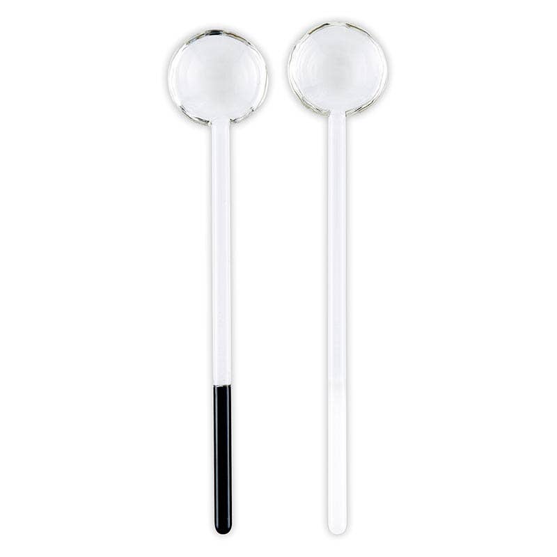 Noire & Blanc Dipped Glass Spoons - Black + White
